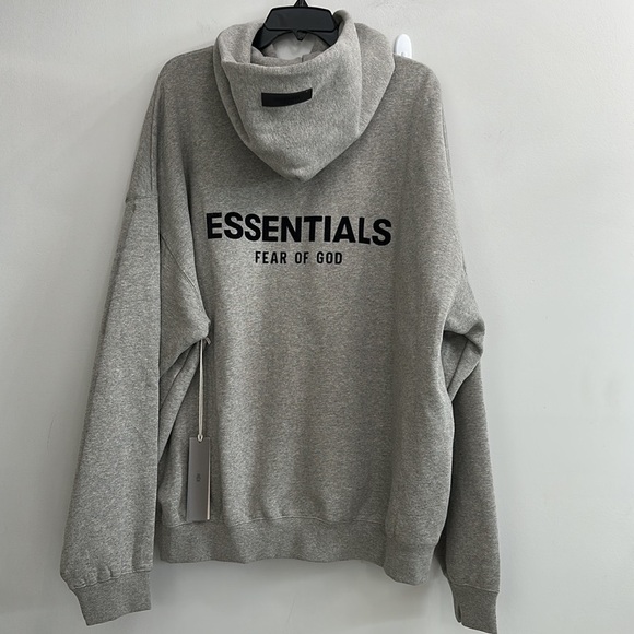 Fear of God Essentials  FOG Essentials Flocked Hoodie Dark Oatmeal - Picture 11 of 15
